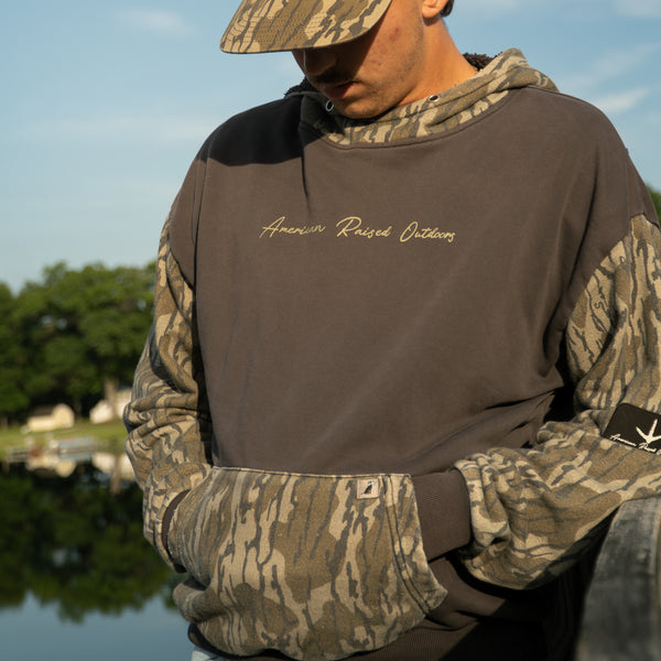 Bottomland Camo Fleece Lined Hoodie- Charcoal Grey