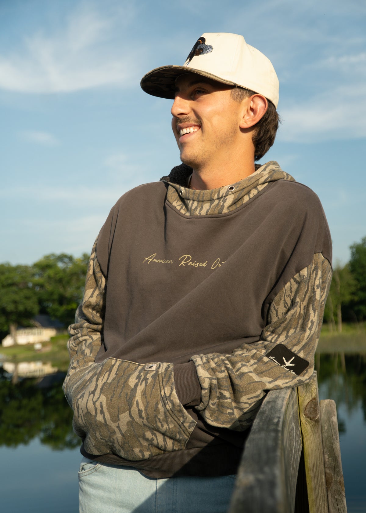 Charcoal Grey Fleece Lined Hoodie- Bottomland Camo
